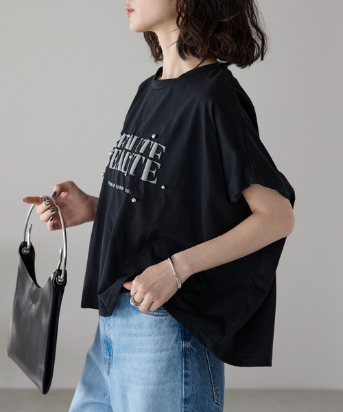 each alchemist tシャツ スタッズロゴ半袖Tシャツ レディース
