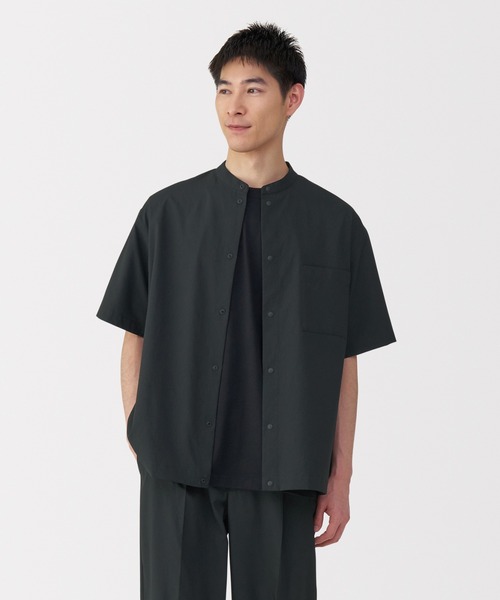 無印良品 シャツ 紳士 風を通すスタンドカラー半袖シャツ メンズ