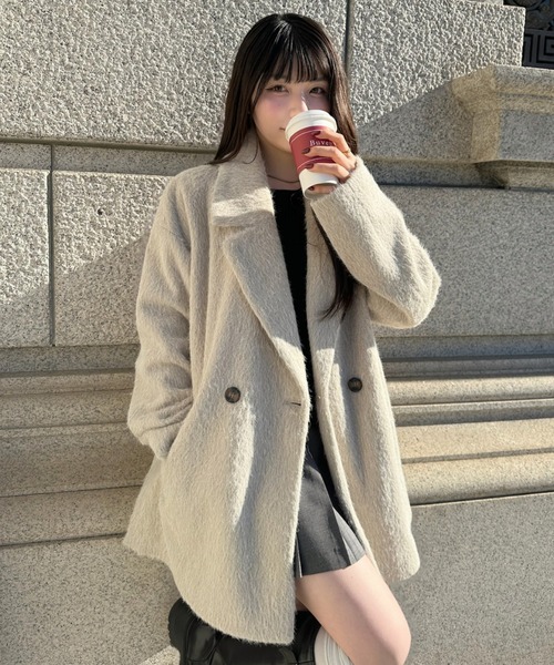 極希少☆DIRKBIKKEMBERGS ラムレザーテーラードジャケットコート Ada. ジャケット テーラードジャケット シャギー ダブル ジャケット