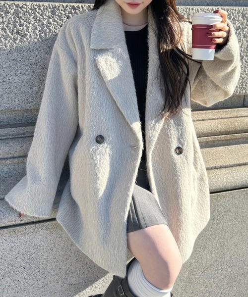 2940Z 未使用級 シザット ダブルウールシャギージャケットコート F CATEGORY OUTER | cizatto