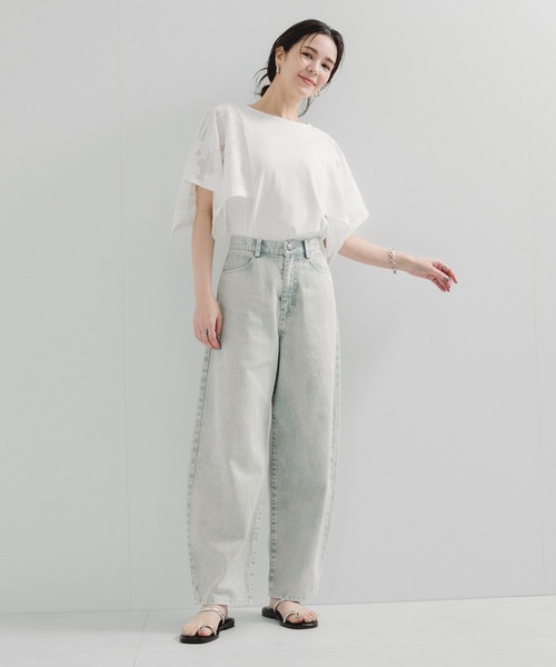 tシャツ ヘムクロスレースハーフスリーブプルオーバー レディース SALON adam et rope' tシャツ ヘムクロスレースハーフスリーブ