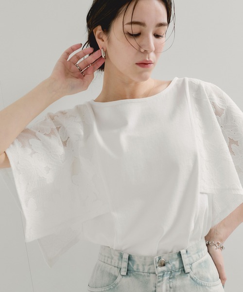 LE CERCLE par rope' tシャツ 袖レースプルオーバー レディース