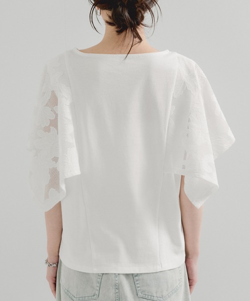 tシャツ 袖レースプルオーバー レディース LE CERCLE par rope' tシャツ 袖レースプルオーバー レディース