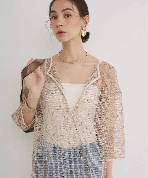 ANGIE tシャツ メッシュ スキッパー プルオーバー / シアートップス