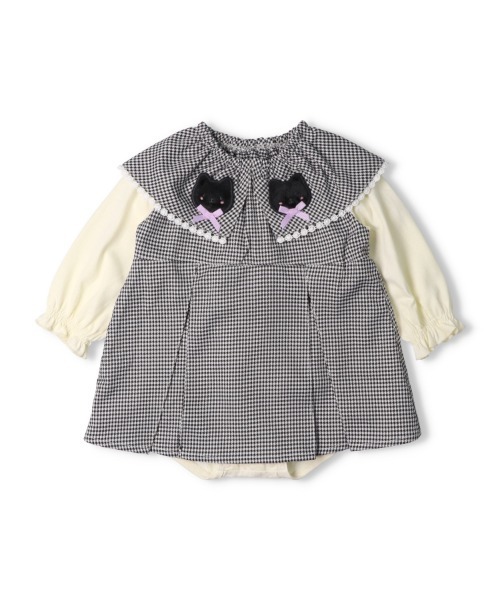 kids zoo（キッズズー） ベビー服 ロンパース 千鳥柄チェック衿付き