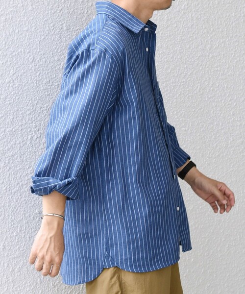 ミナペルホネン　rain track ストライプ　シャツ　コットン　リネン　S ミナペルホネン rain track ストライプ シャツ コットン リネン S ミナ