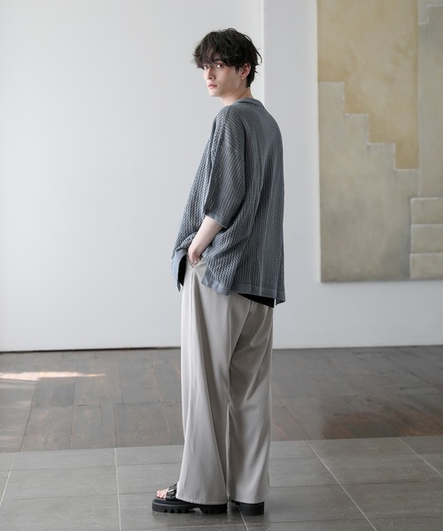 「ASTRONOMY」 ニットカーディガン M ライトグレー メンズ_画像3