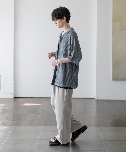 「ASTRONOMY」 ニットカーディガン M ライトグレー メンズ_画像4