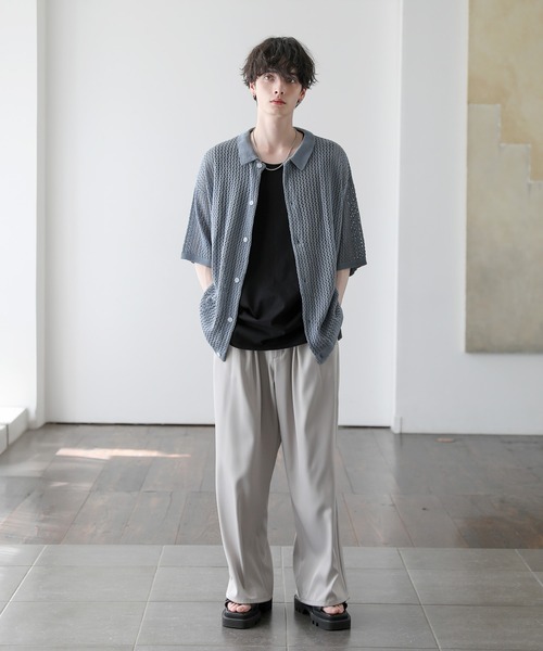 「ASTRONOMY」 ニットカーディガン M ライトグレー メンズ_画像5