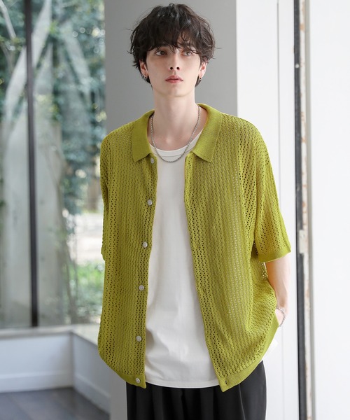 「ASTRONOMY」 ニットカーディガン M ライトグレー メンズ_画像7