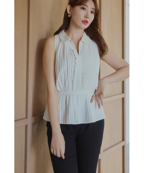 ブラウス シャツ Manon Pleated Peplum Top レディース
