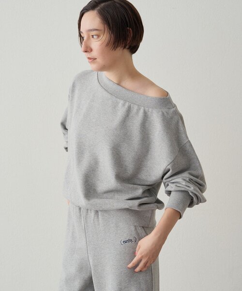 earthy_ トレーナー スウェット スウェットオフショルトップス