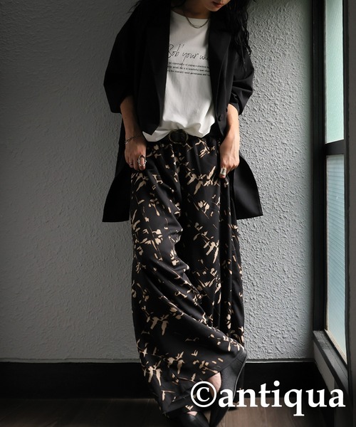 「antiqua」 「TREE CAFE」イージーパンツ P ブラック レディース_画像4