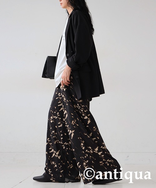 「antiqua」 「TREE CAFE」イージーパンツ P ブラック レディース_画像7