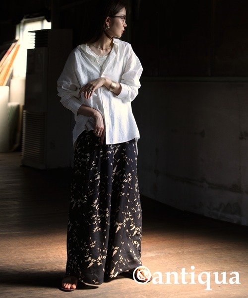 「antiqua」 「TREE CAFE」イージーパンツ P ブラック レディース_画像8