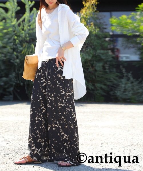「antiqua」 「TREE CAFE」イージーパンツ P ブラック レディース_画像9