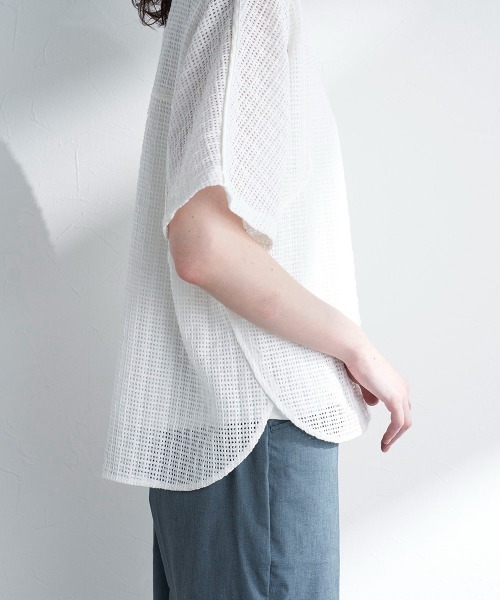 「la.f…」 半袖ブラウス 9号 ホワイト レディース_画像3