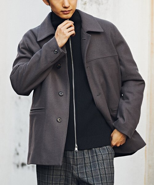 EDIFICE（エディフィス） ピーコート LARGE チャコールグレー メンズ