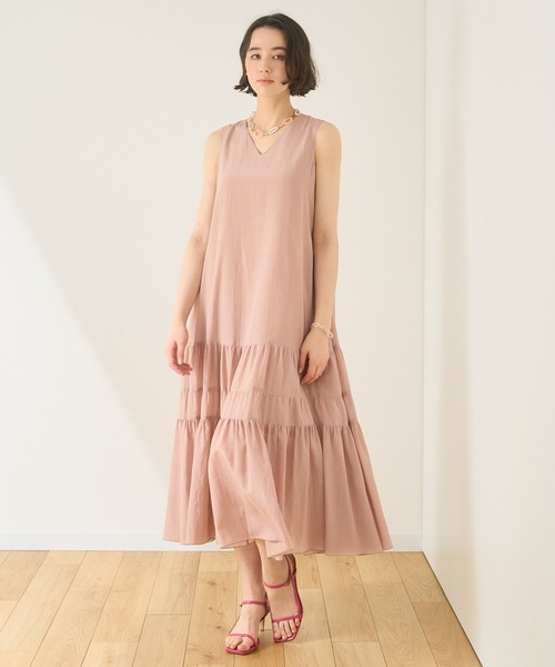 「ANAYI」 ノースリーブワンピース 36 カーキ レディース_画像3