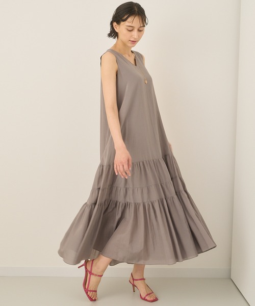 「ANAYI」 ノースリーブワンピース 36 カーキ レディース_画像4