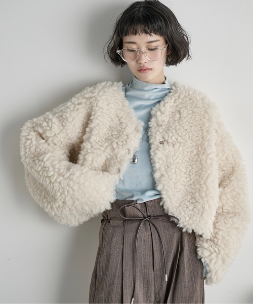 THE Yon コート アウター 2WAYボリュームボアボレロ レディース