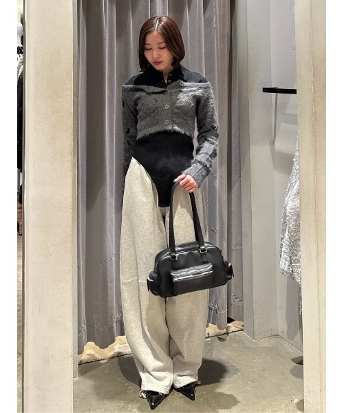 2way RIBニットBODYスーツ ALEXIA STAM（アリシアスタン） tシャツ Rib Stripe Knit Bodysuit