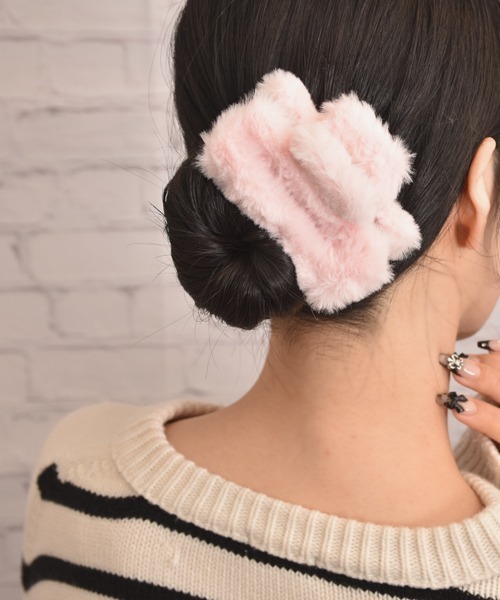 Mayree ヘアクリップ 「float」ふわふわ モコモコ フェイクファー