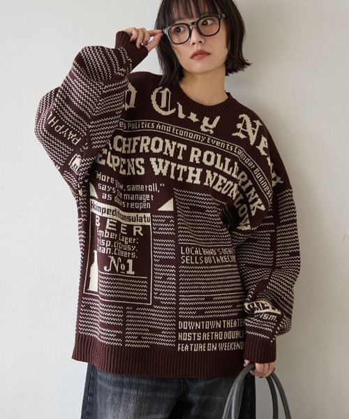 PBLIM ニット セーター 「UNISEX」ニュースペーパーニット レディース