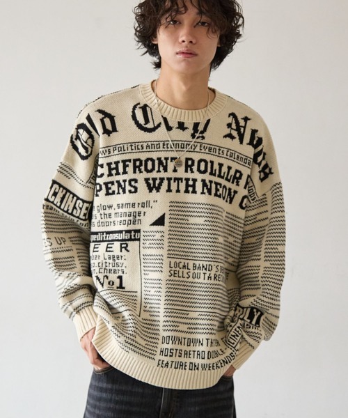 PBLIM ニット セーター 「UNISEX」ニュースペーパーニット レディース