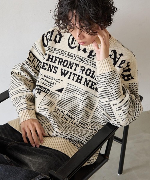 PBLIM ニット セーター 「UNISEX」ニュースペーパーニット レディース
