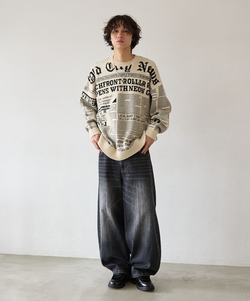 PBLIM ニット セーター 「UNISEX」ニュースペーパーニット レディース