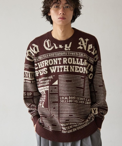 や*や様 Supreme ニット・セーター Mサイズ ニュースペーパープリント PBLIM ニット セーター 「UNISEX」ニュースペーパーニット レディース