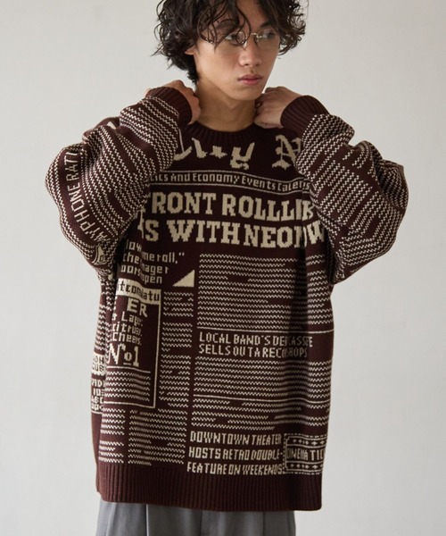 や*や様 Supreme ニット・セーター Mサイズ ニュースペーパープリント PBLIM ニット セーター 「UNISEX」ニュースペーパーニット レディース