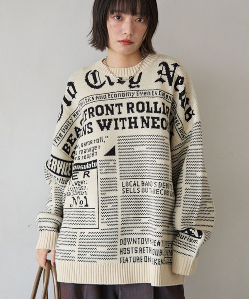 PBLIM ニット セーター 「UNISEX」ニュースペーパーニット レディース