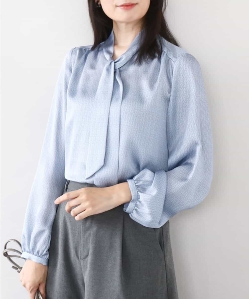 OFUON（オフオン） ブラウス シャツ 「2025AW」幾何柄ボウタイブラウス