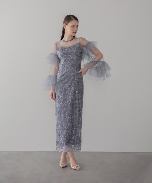 Leja（レジャ） ドレス 「LEJA」フリルチュールスリーブレースIライン