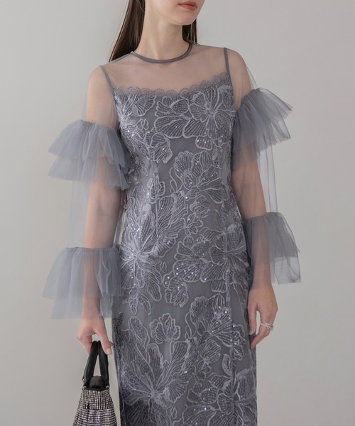 Leja（レジャ） ドレス 「LEJA」フリルチュールスリーブレースIライン