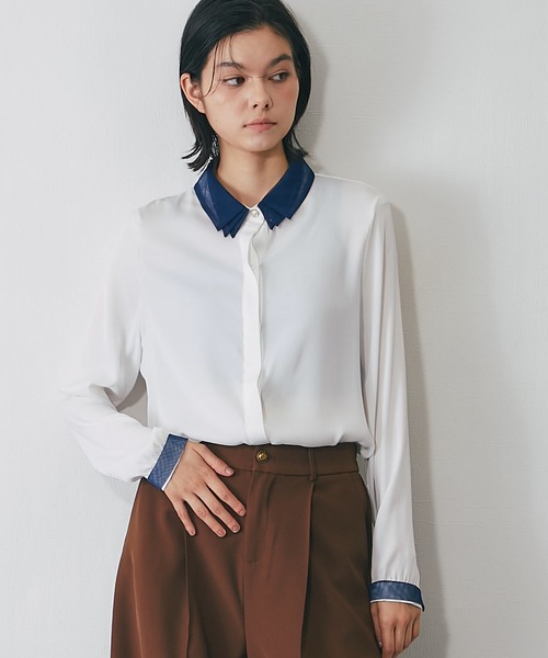 SMILE ORCHID（スマイルオーキッド） ブラウス シャツ 配色レース襟