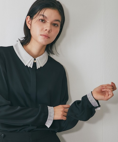 SMILE ORCHID（スマイルオーキッド） ブラウス シャツ 配色レース襟