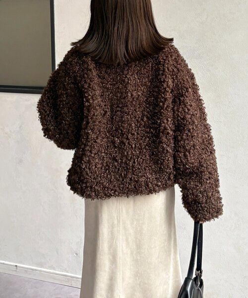 即日可　Thevon プードルファーミドルジャケット　ブラウン　完売　新品未使用 Thevon（ゼヴォン） ブルゾン アウター プードルファーミドル