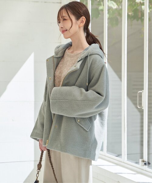 ksky Nae ハンドメイド　フード付きアイボリーコート ksky Nae ハンドメイド フード付きアイボリーコート ksky Nae