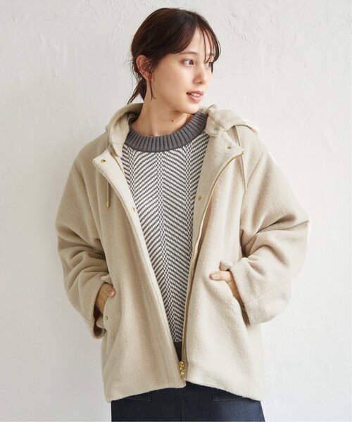 アイボリー ダッフルコート フード付き apres jour ダッフルコート コート フェイクファーダッフルコート