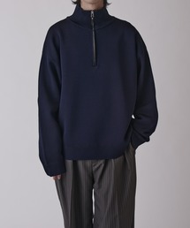 アンスクリア ミラノリブシャツ ハーフジップトップス 長袖 紺 AZUL BY MOUSSY | ミラノリブハーフジップ (ニット ) |SHEL'TTER WEBSTORE