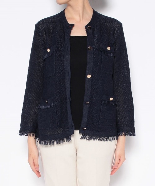 「allureville」 ニットカーディガン 2 ネイビー レディース_画像7