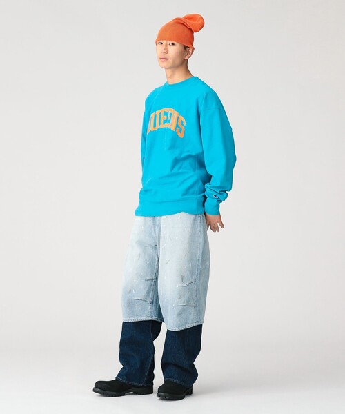 BEAMS クォーターレングス ペインターデニムパンツ BEAMS（ビームス） ワイドパンツ パンツ クォーターレングス