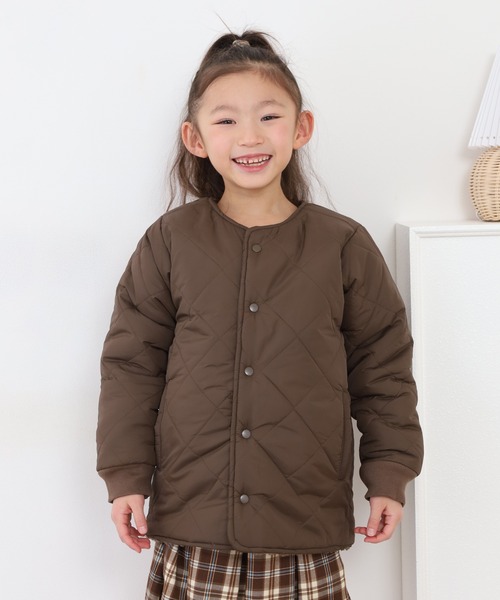 【新品・未使用】BienaBien　キルティング　ボア　ジャケット　90cm　韓国子供服　カーキ　ファー　コート　アウター OMNES（オムネス） コート アウター リバーシブルキルティングボア