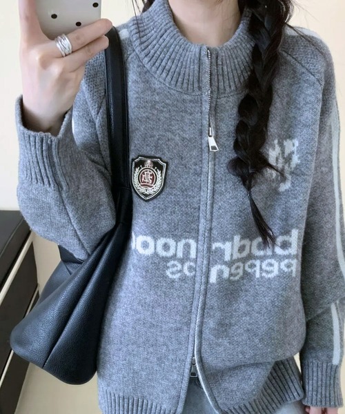 ALMO カーディガン 「TUNE」ダブルジップ袖ラインカーディガン