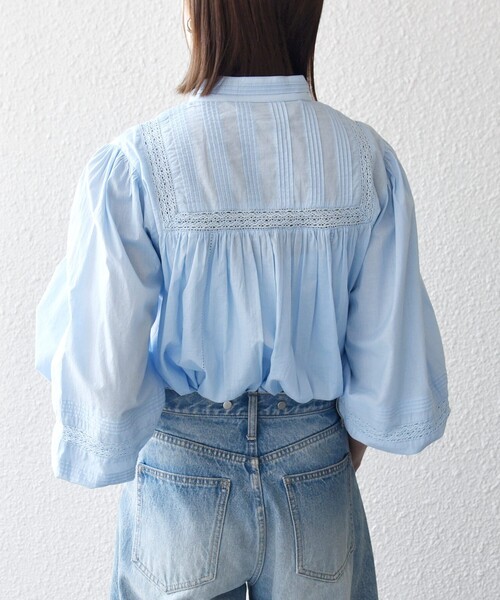 新品定価約5万円 南仏コレクション ベイビーブルーレースシャツ 美しい青に魅せられて。「阿波藍」の伝統を受け継ぐ「Watanabe's」の