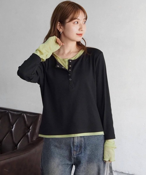 tiptop（ティップトップ） tシャツ 「web限定アイテム」配色シアー