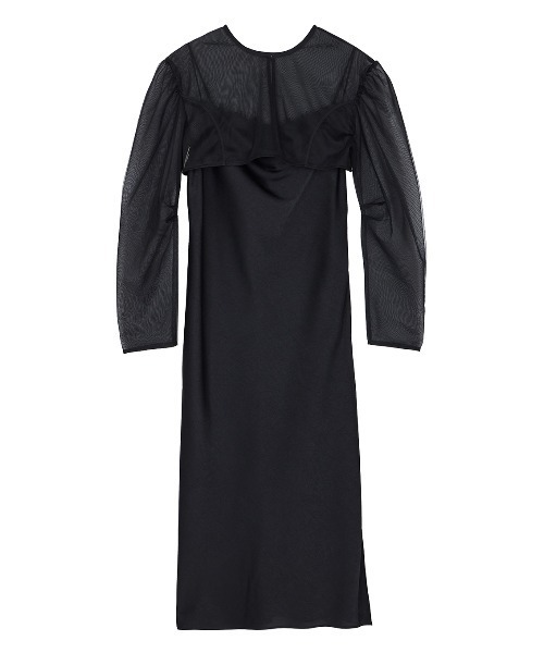 ameri パーティードレス　オケージョンドレス Ameri（アメリ） パーティードレス ドレス SHEER LAYERED SATIN DRESS